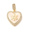 Brass Micro Pave Clear Cubic Zirconia Pendents, Heart Charms, with Enamel, Real 18K Gold Plated, Rack Plating, Lead Free & Cadmium Free, Snowflake, 19x18x2.5mm, Hole: 5x2.5mm