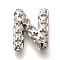Brass Pendants, Hollow Letter Charms, Rack Plating, Long-Lasting Plated, Cadmium Free & Lead Free, Letter N, 20.5x17.5x8mm, Hole: 5x2.7mm