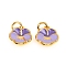 Brass Enamel Charms, Long-Lasting Plated, Flower, Real 18K Gold Plated, Lilac, 12x10.5x3.5mm, Hole: 3mm