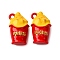 Baking Paint Alloy Pendants, Fries Charms, Red, 14x9x6.5mm, Hole: 1.2mm