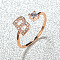 Brass Micro Pave Cubic Zirconia Cuff Rings for Women, Open Rings, Rose Gold, Letter B, Inner Diameter: 16~19mm