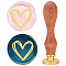 Brass Wax Seal Stamps with Wood Handle, for DIY Scrapbooking, Heart Pattern, 25mm