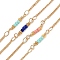 Brass Oval Link Chains, with Glass, Long-Lasting Plated, Rack Plating, Lead Free & Cadmium Free, Unwelded, Handmade Beaded Chains, Golden, 2x13x0.4mm and 15.5x2mm