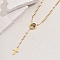 201 Stainless Steel Geometric Portrait Tassel Cross Punk Retro Lady Rosary Bead Necklaces, Golden, Jesus, 20.87 inch(53cm)