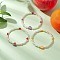 3Pcs Summer Fruit Theme ABS Plastic Imitation Round Pearl Beaded Stretch Bracelets for Women, with Handmade Polymer Clay Bead, Watermelon & Grape & Orange, Mixed Shapes, Inner Diameter: 2-1/4 inch(5.6cm)