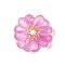 Transparent Glass Pendants, Flower Charm, with Shell Pearl Beads and 304 Stainless Steel Loops, Magenta, 29.5x30x12.5mm, Hole: 5.5mm