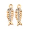 Brass Micro Pave Cubic Zirconia Pendants, Cadmium Free & Nickel Free & Lead Free, Fish, Real 18K Gold Plated, 15.5x5x1.8mm, Hole: 1.4mm