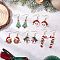 5 Pairs 304 Stainless Steel Glass Seed Beads Christmas Theme Dangle Earrings, Golden, Mixed Color, 42.5~63x18~25mm
