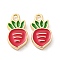 Brass Enamel Charms, Cadmium Free & Nickel Free & Lead Free, Carrot Charm, Real 18K Gold Plated, 13.5x7.5x2mm, Hole: 1.6mm