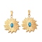 304 Stainless Steel Pendants, Synthetic Turquoise Flower Charms, Ion Plating(IP), Golden, 25.5x23x4.5mm, Hole: 5.5x2.5mm
