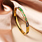 304 Stainless Steel Enamel Bangles, Hinged Bangles for Women, Oval, Real 18K Gold Plated, Real 18K Gold Plated, Lime Green, Inner Diameter: 2-3/8 inch(6cm)