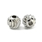 Rack Plated Brass Beads, Long-Lasting Plated, Lead Free & Nickel Free & Cadmium Free, Round with Textured, Platinum, 8x6mm, Hole: 2.5mm