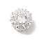 Brass Micro Pave Clear Cubic Zirconia Beads, Cadmium Free & Nickel Free & Lead Free, Flat Round, 925 Sterling Silver Plated, 10x7mm, Hole: 1.6mm