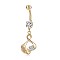 Piercing Jewelry, Brass Cubic Zirciona Navel Ring, Belly Rings, with 304 Stainless Steel Bar, Lead Free & Cadmium Free, Clear, 47mm, Pendant: 25x15mm, Bar: 14 Gauge(1.6mm), Bar Length: 3/8