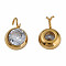 201 Stainless Steel Clear Cubic Zirconia Charms, Flat Round, Golden, 10.5x7x3.5mm, Hole: 2.5mm