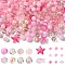 Pink Color Mixed Styles Glass Bead Sets, Mixed Shapes, Pink, 0.3~8x2mm, Hole: 0.8~1.6mm
