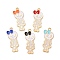 Alloy Enamel Pendants, Skull with Bowknot, Mixed Color, Golden, 32.5x13x1.5mm, Hole: 1.8mm