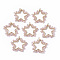 Glass Pendants, Wire Wrapped Pendants, with Real 18K Gold Plated Brass Wires and Linking Rings, Nickel Free, Star, Pink, 26.5x26.5x3mm, Hole: 2mm