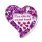 Valentine's Day Printed Opaque Acrylic Pendants, Heart with Word You Are My Sweet Heart, with Paillette, Purple, 39.5x38.5x5mm, Hole: 2mm