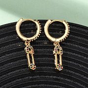 Серьги-кольца из латуни с английской булавкой и фианитом EJEW-F384-15G-02