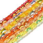 Прозрачные стеклянные бусины гальваническим пряди GLAA-Q099-J01-M01