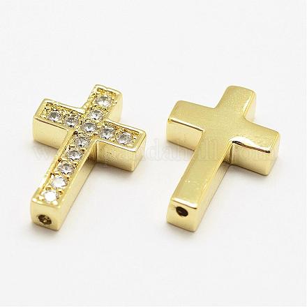 Латунные микро проложить класса AAA кубического циркония бусы KK-P055-14G-NR-1