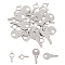 8PCS 2 Styles 304 Stainless Steel Pendants, Key, Stainless Steel Color, 19.5~31x9.5~15.5x1.5~2mm, Hole: 1.8~5mm, 4pcs/style, 8pcs/box