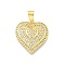 Brass Micro Pave Cubic Zirconia Pendants, Cadmium Free & Lead Free, Heart, Real 18K Gold Plated, 21x20x4mm, Hole: 3x6mm