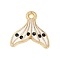 Alloy Enamel Pendants, Fishtail Charm, Golden, White, 15x14.5x2mm, Hole: 1.5mm