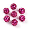 Acrylic Rhinestone Beads, Round with Square Rhinestone, Shiny Beads for DIY Jewelry Making, Beadable Pens and Crafts, Deep Pink, 20mm, Hole: 2mm