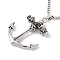 Alloy Skull Anchor Pendant Necklace with 201 Stainless Steel Box Chains, Gothic Jewelry for Men Women, Antique Silver & Stainless Steel Color, 23.62 inch(60cm)