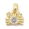 Rack Plating Leaf Brass Clear Cubic Zirconia Pendants, Cadmium Free & Nickel Free & Lead Free, Real 18K Gold Plated, Sea Animals Charms, Crab, 11x13x3.5mm, Hole: 5mm