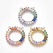 Brass Cubic Zirconia Pendants, Cadmium Free & Lead Free, Ring, Colorful, Mixed Color, 21x20.5x3mm, Hole: 1.2mm