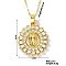 Brass Cubic Zirconia Flat Round Design Virgin Mary Pendant Exquisite Necklaces, Golden, Clear, 15.75 inch(40cm)