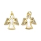 Brass Micro Pave Clear Cubic Zirconia Pendants, Cadmium Free & Lead Free, with Shell, Jump Ring, Angel, Real 18K Gold Plated, 21x19x2.5mm, Hole: 3.5mm
