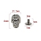 Zinc Alloy Decorative Buttons, Skull, Platinum, 4.6x3.15cm