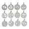 304 Stainless Steel Pendant Rhinestones Settings, Flat Round with Constellation, Anti-Tarnish, Stainless Steel Color, Fit 1.8mm Rhinestones, 29x25.5x3.5mm, Hole: 4.5x3mm