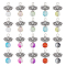 30Pcs 10 Color Zinc Alloy Lotus with Crackle Glass Round Beads Pendant, Mixed Color, 22~23x15x8.5mm, Hole: 2.5~3mm, 3Pcs/color