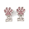 Rack Plating Alloy Rhinestone European Dangle Charms, Paw Print with Dog Bone Large Hole Pendants, Platinum, Light Rose, 17.5mm, Bone: 7x8x2.5mm, Hole: 4.5mm