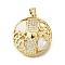 Brass Micro Pave Cubic Zirconia Shell Pendants, Cadmium Free & Lead Free, Round with Heart, Real 18K Gold Plated, 25x23x5mm, Hole: 3.5x4.5mm