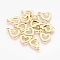 304 Stainless Steel Open Heart Pendants, Hollow, Real 18K Gold Plated, 10.5x14x1mm, Hole: 1.6mm