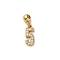 925 Sterling Silver Micro Pave Clear Cubic Zirconia European Dangle Charms, Number, Real 18K Gold Plated, 13.5mm, Hole: 0.6mm, Number: 9x3.5x1.5mm