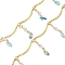 Brass Chain, with ABS Imitation Pearl & Glass Pendants, Cadmium Free & Nickel Free & Lead Free, Real 18K Gold Plated, 18x1mm