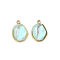 304 Stainless Steel Pendants, Nuggets, with Glass, Ion Plating(IP), Real 18K Gold Plated, 13x9.5x4mm, Hole: 1.4mm