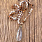 Bohemian Style Teardrop Glass Pendant Natural Picture Jasper & White Jade Round Beaded Long Necklaces for Women, 33.86~34.65 inch(86~88cm)
