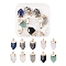 10Pcs 10 Style Natural Gemstone Pointed Pendants, with Light Gold Plated Brass Loop, Faceted, Arrow, 19x10.5x4.5mm, Hole: 1.8mm, 1pc/style