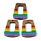 Pride Rainbow Theme Resin & Walnut Wood Pendants, Trapezoid, Colorful, 37.5x27.5x3.5mm, Hole: 2mm