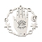 Non-Tarnish 201 Stainless Steel Pendants, Laser Cut, Flat Round with Hand & Moon Phases & Eye, Stainless Steel Color, 37x37.5x1mm, Hole: 2.2mm and 1.4mm