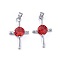 Rhinestone Pendants, with Platinum Tone Brass Findings, Cross, Light Siam, 27x15.5x5.5mm, Hole: 3.5x4mm