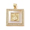 Brass Micro Pave Cubic Zirconia Pendants, Cadmium Free & Lead Free, with Shell Charms, Virgin Mary, Real 18K Gold Plated, Square, 24.5x21.5x3.5mm, Hole: 3.5x4mm
